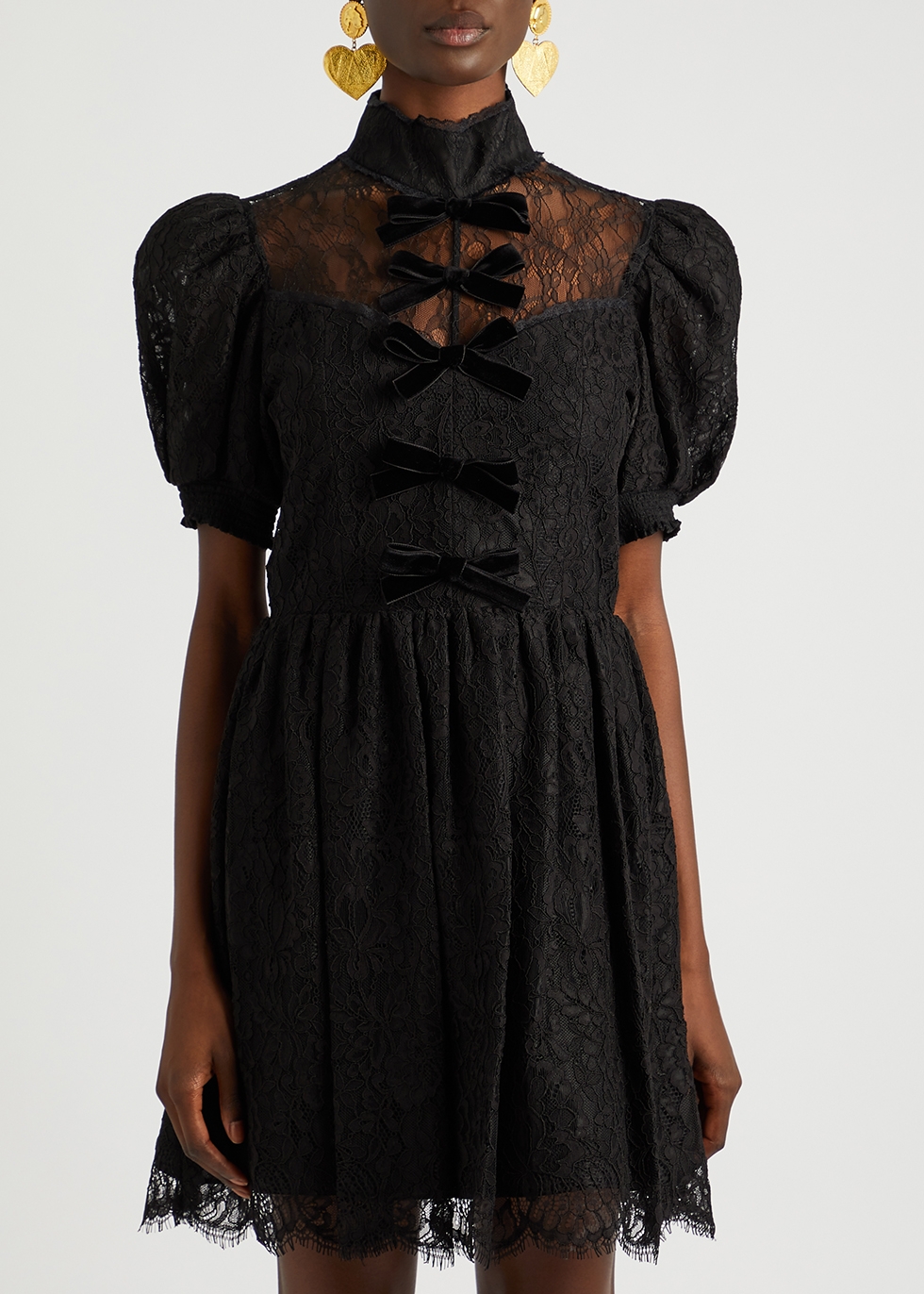 Alice + Olivia Outlet ○ Vernita black lace mini dress sale heat